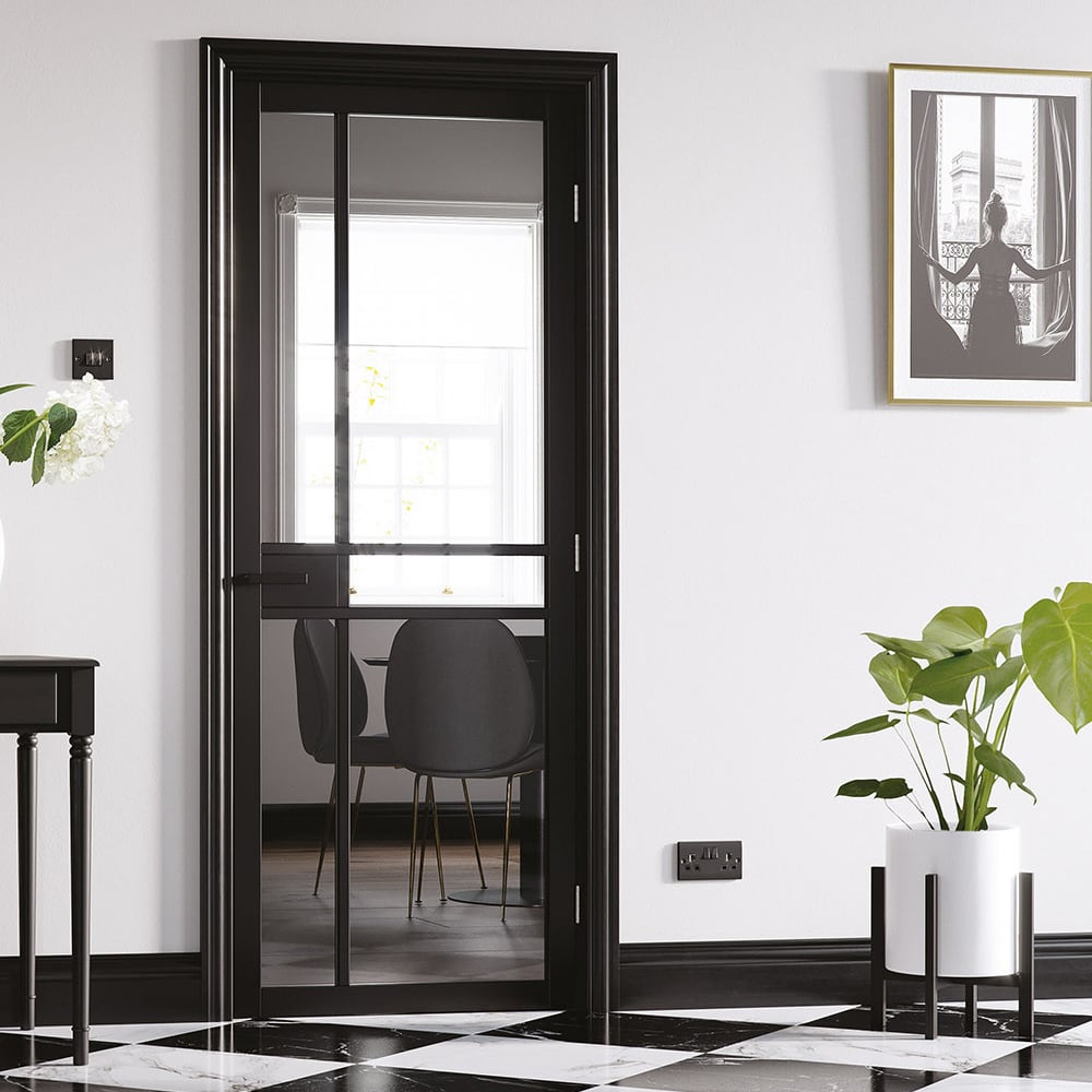 Greenwich 1981mm X 686mm Clear Glazed Internal Door In Black