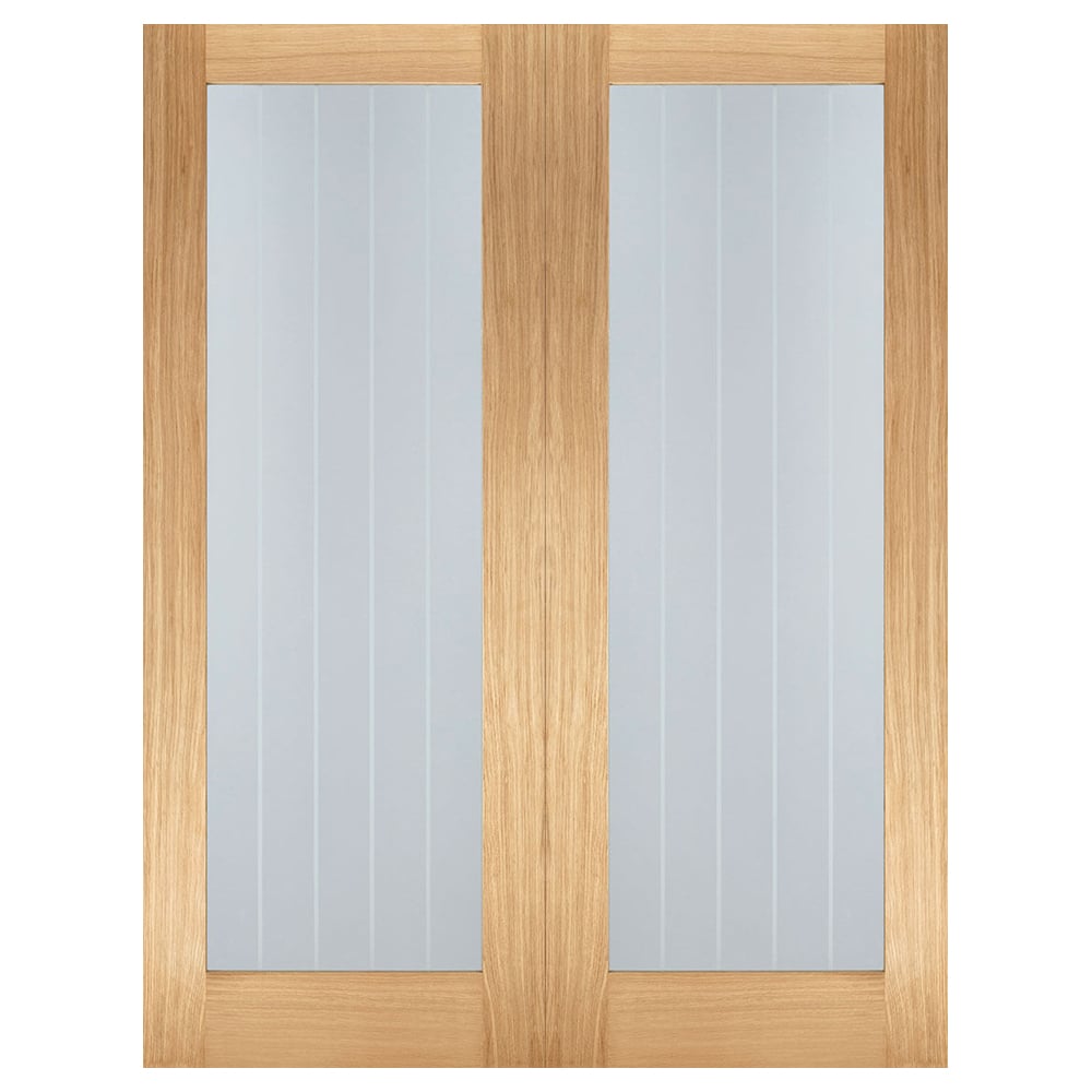 Mexicano 1981mm X 1067mm Clear Glass Internal Door Pair In Oak