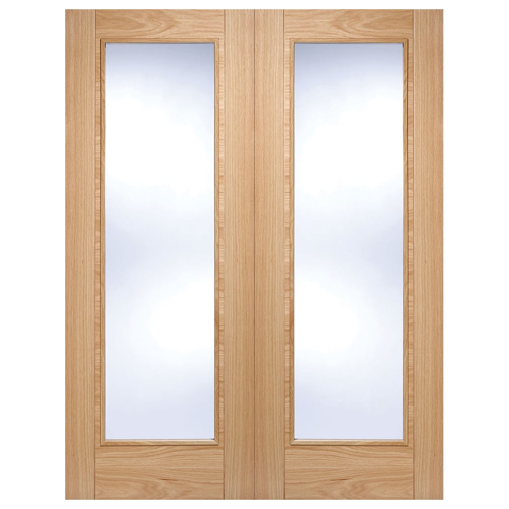 Vancouver 1981mm X 1067mm Clear Glass Internal Door Pair In Oak