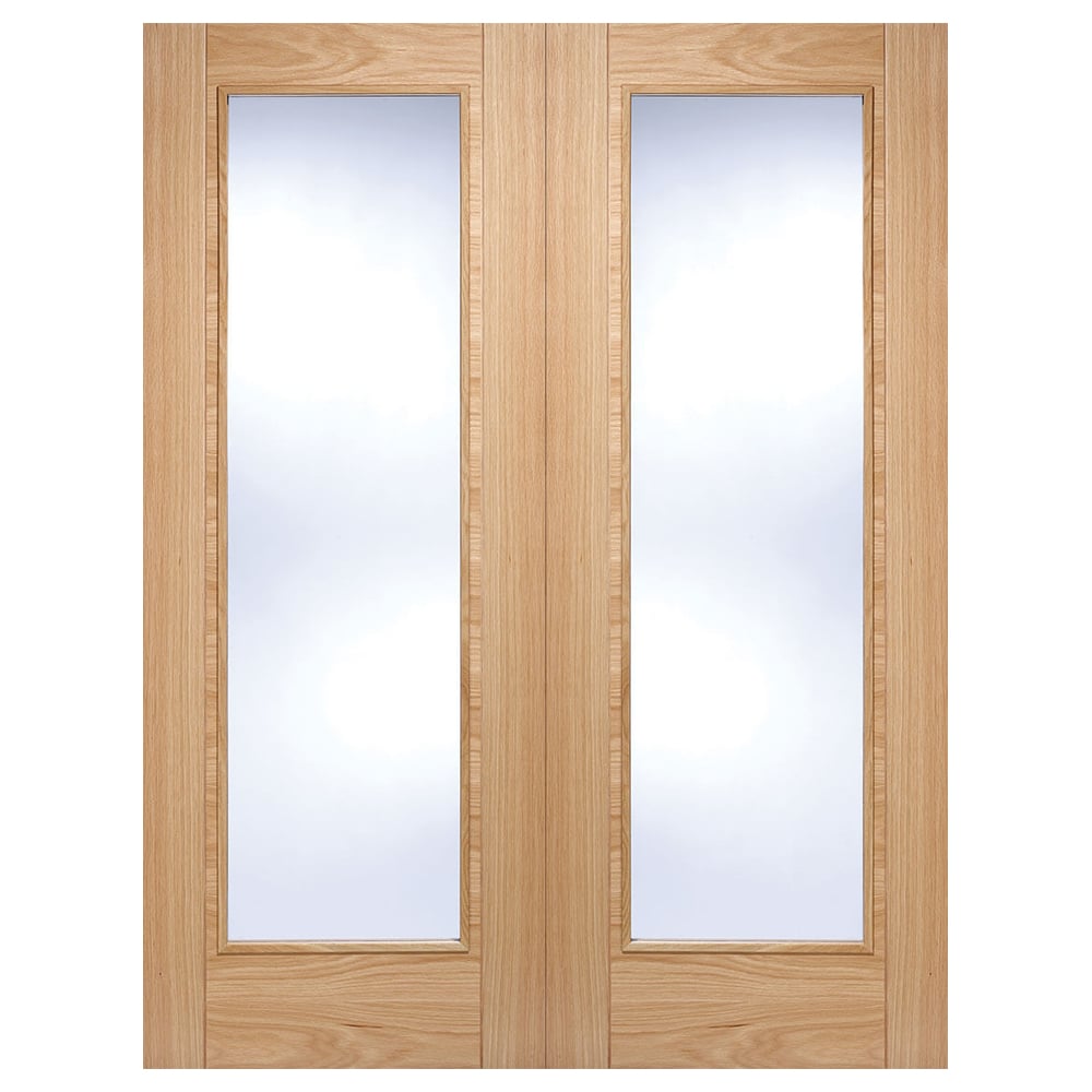 Vancouver 1981mm X 1219mm Clear Glass Internal Door Pair In Oak